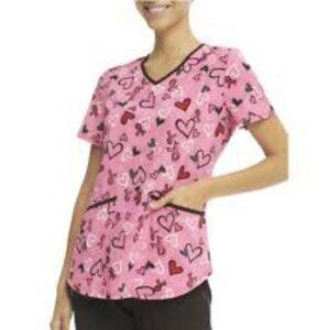 Scrubstar Women's "Hearts That Heal" V-Neck Print Scrub Top